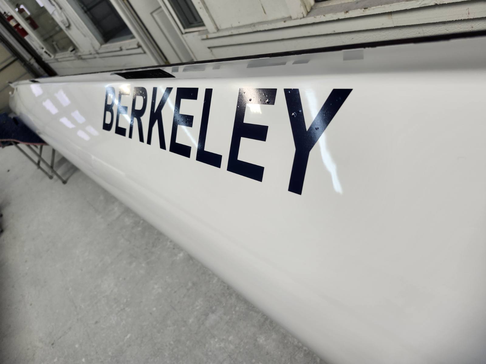 Close-up of a white surface with 'BERKELEY' text in black letters.